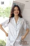  Pyjama lụa satin phối ren hoạ tiết beo ngắn PM9498-1 
