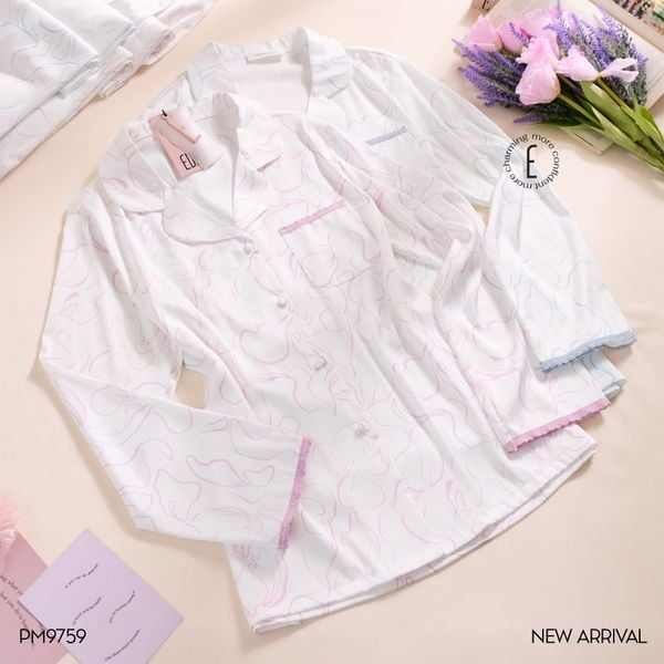  Pyjama hoa văn lụa satin mềm PM9759 