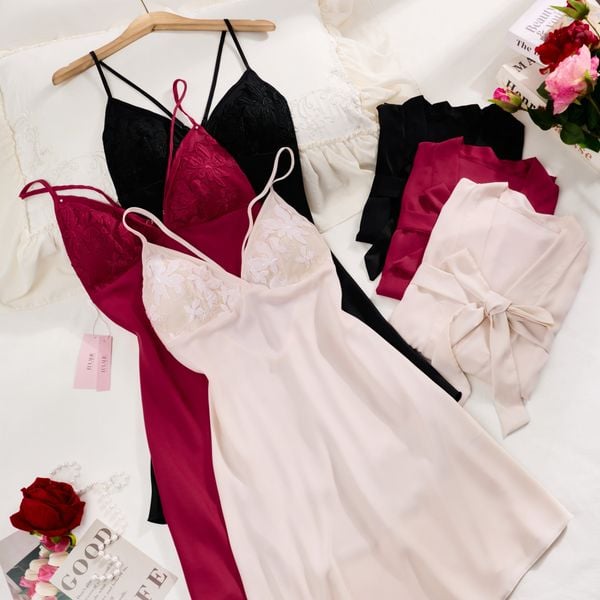  Luxe Robe Set -Bộ choàng lụa ren hoa SC3924 