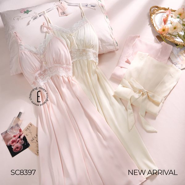  SET CHOÀNG NGỦ LỤA 3 MÓN CÓ ĐỆM NGỰC SC8397 