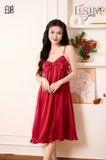  Váy lụa nơ đỏ D2953 