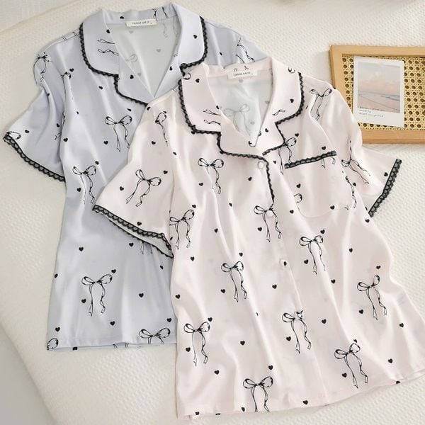  Pyjama nơ lụa satin mềm PM6650-2 