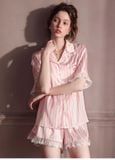  Bộ pyjama lụa sọc hồng PM3892 