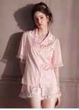  Bộ pyjama lụa sọc hồng PM3892 