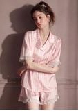  Bộ pyjama lụa sọc hồng PM3892 