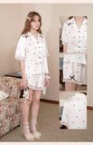  Pyjama lụa ngắn nơ đen PM3895 