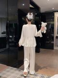  Pyjama dài lụa satin phối ren PM4892 