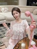  Pyjama dài lụa satin phối ren PM4892 