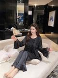 Pyjama dài lụa satin phối ren PM4892 
