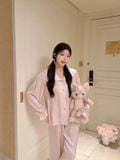  Pyjama dài lụa satin ép nơ đá PM4891 