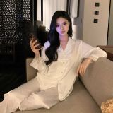  Pyjama dài lụa phối ren lưng PM3894 