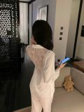  Pyjama dài lụa phối ren lưng PM3894 