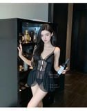  Adoring Dress D2499 - Váy lưới tầng nơ buộc rời 