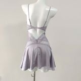  Darling Dress D2563 - Váy lụa phối lưới eo 