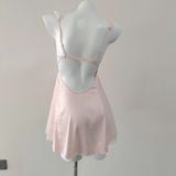  Plissé Dress D6979 - Váy lụa satin phối lưới 