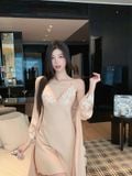  Luxe Robe Set -Bộ choàng lụa ren hoa SC3924 