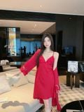  Luxe Robe Set -Bộ choàng lụa ren hoa SC3924 
