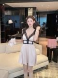  Negligee Dress D4670 - Váy lụa viền ren đệm ngực mỏng 