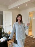  Linear Pyjama - Bộ lụa viền ren nơ túi PM3927 