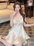 Ethereal Dress D4671 - Váy lụa phối ren đệm ngực mỏng 