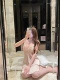  Amour Dress D4672 - Váy lụa phối ren đệm ngực mỏng 