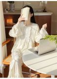  Pyjama dài lụa satin phối ren PM4892 