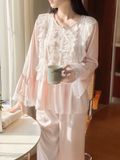  Pyjama dài lụa satin phối ren PM4892 