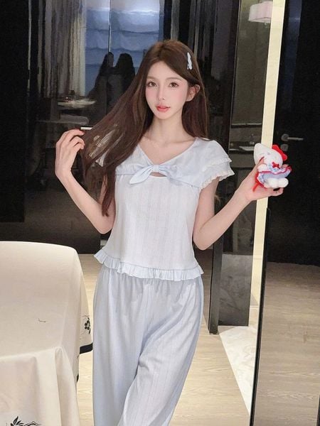  Simply Set PM5925 , Bộ thun dài nơ ngực phối ren 