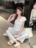  Simply Set PM5925 , Bộ thun dài nơ ngực phối ren 