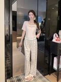  Meow-Low Set PM5084-2 , Bộ thun dài phối màu 