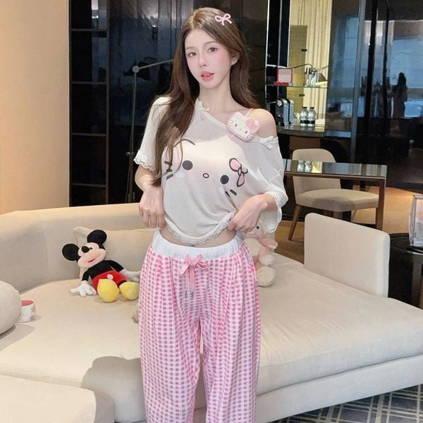  Kitty Set PM5642-2, Bộ thun dài 3 chi tiết 