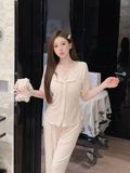  Belle Set PM5998-2 , Bộ thun dài phối ren đệm ngực mỏng 