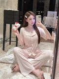  Belle Set PM5998-2 , Bộ thun dài phối ren đệm ngực mỏng 