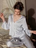  Serene PM6834  - Pyjama dài lụa satin phối ren (PM23) 