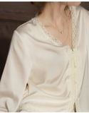  Serene PM6834  - Pyjama dài lụa satin phối ren (PM23) 