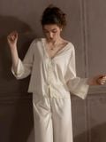  Serene PM6834  - Pyjama dài lụa satin phối ren (PM23) 