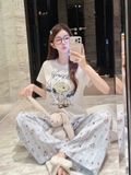  Snooze Set PM5216 - Bộ thun dài áo thun quần thô mềm 