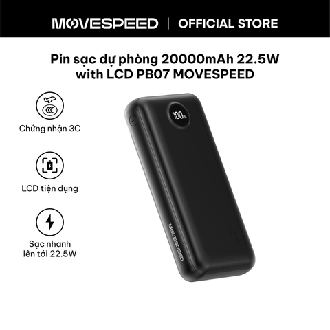 Pin sạc dự phòng MoveSpeed 20000mAh 22.5W có màn LCD PB07