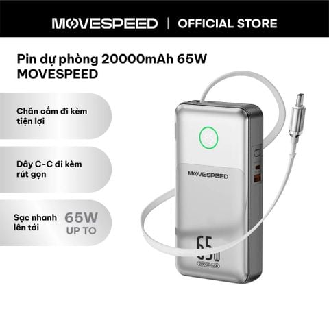 Sạc dự phòng kiêm củ sạc tường (Chân cắm gập) MoveSpeed 20000mAh 65W kèm dây MSP14