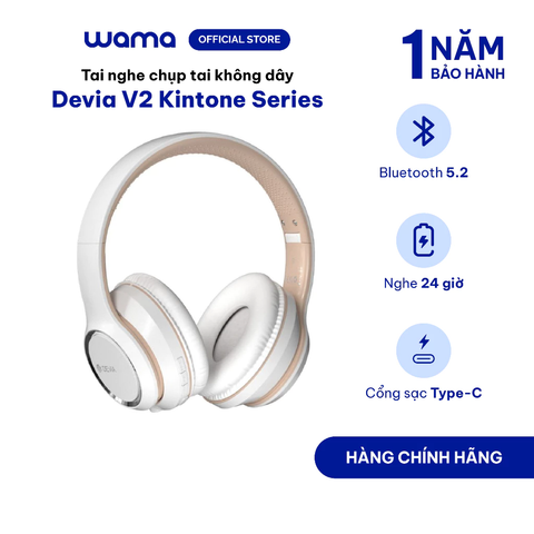 Tai nghe chụp tai không dây Devia V2 Kintone Series, bluetooth 5.2, nghe 24H, thiết kế over-ear