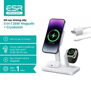 Đế sạc không dây ESR 3-in-1 25W Magsafe + Cryoboost - 2C571 màu trắng