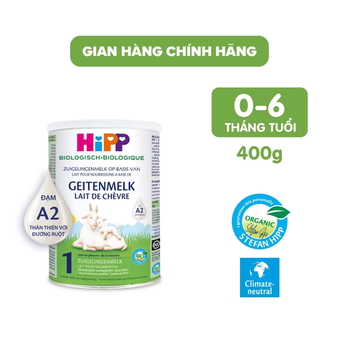 Sữa dê HiPP 1 Organic 400g - Giúp bé phát triển chiều cao, trí não, tăng cường hấp thu