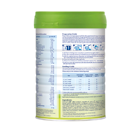 Sữa bột công thức HiPP 1 Organic Combiotic 800g bổ sung DHA trực tiếp.