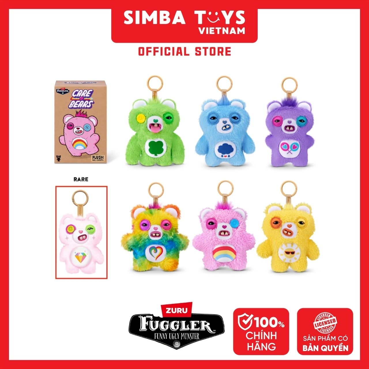 Đồ Chơi Sưu Tầm Hộp Mù ZURU TOYS Fuggler Care Bears Keyrings 5