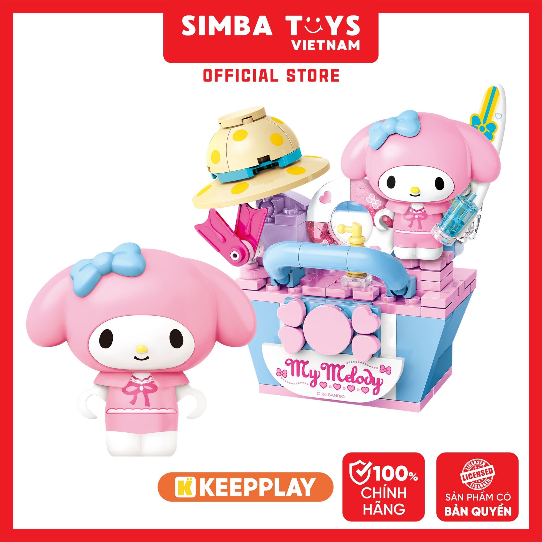  Đồ Chơi Lắp Ráp KEEPPLAY Sanrio My Melody Lady Beach Bag K20872 - Simba Toys Vietnam 