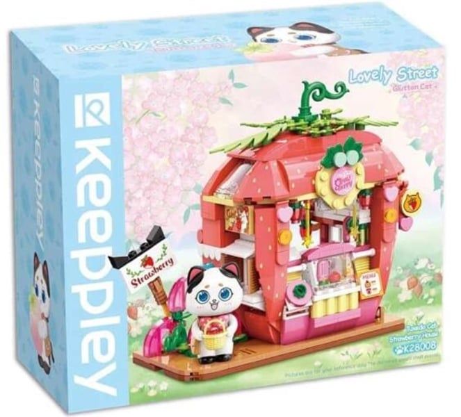 Đồ Chơi Lắp Ráp KEEPPLEY Lovely Street Tuxedo Cat Strawberry House Building Blocks K28008 
