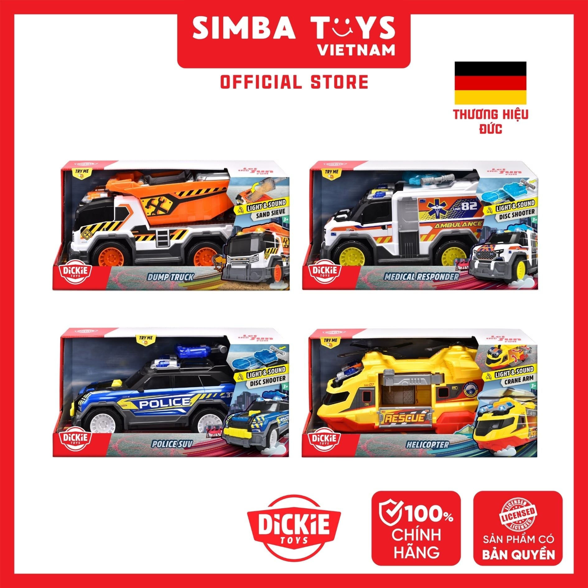  Đồ Chơi Xe Chủ Đề Cứu Hộ DICKIE TOYS - Simba Toys Vietnam 