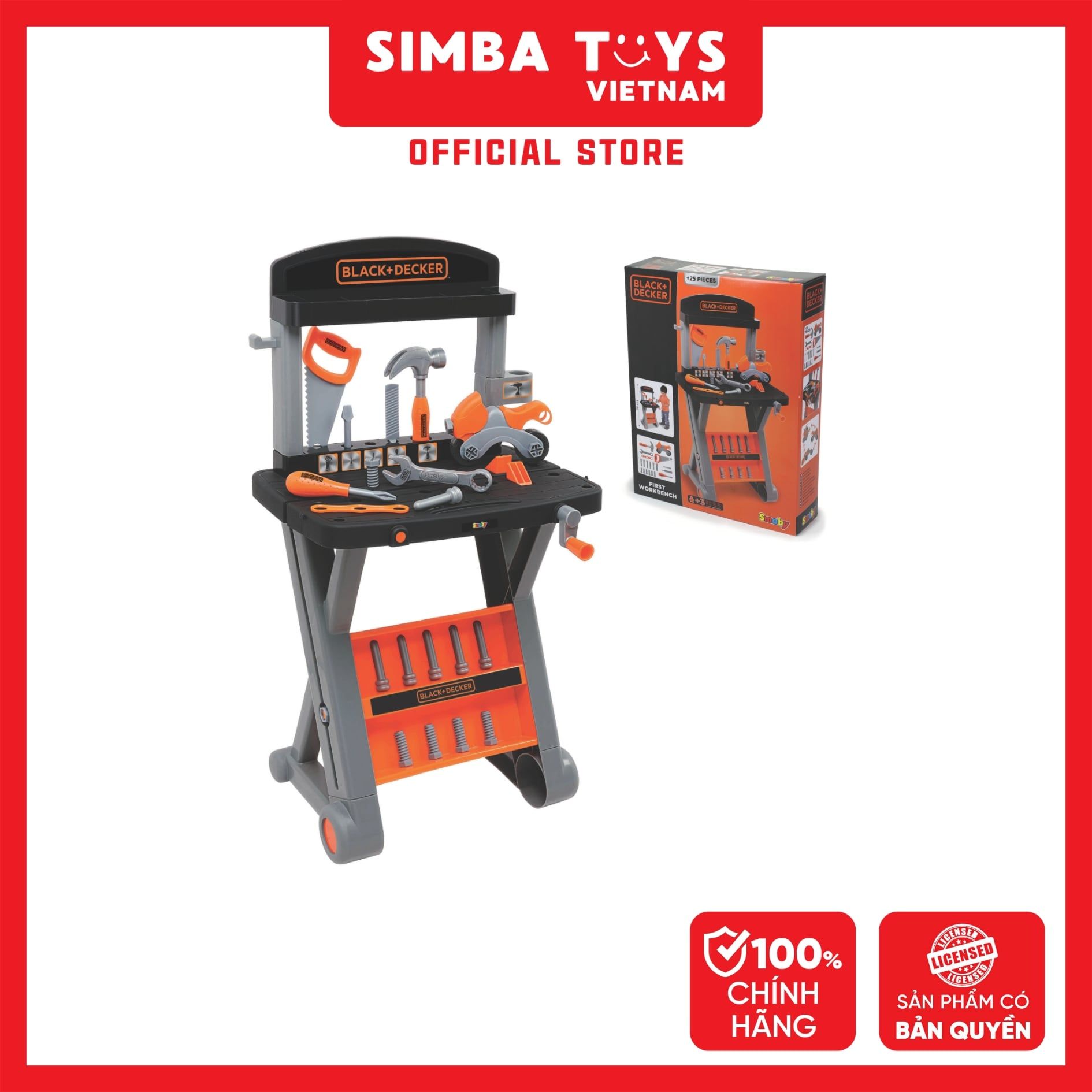  Đồ Chơi Bàn Dụng Cụ Kỹ Sư 25 chi tiết Black + Decker 7600360300 - Simba Toys Vietnam 