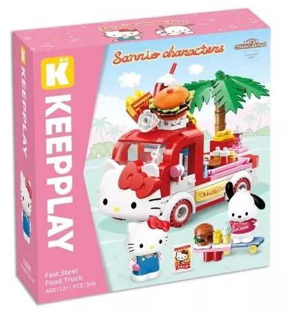  Đồ Chơi Lắp Ráp KEEPPLEY Sanrio Hello Kitty & Pochacco's Fast Street Food Truck Building Blocks K20848 
