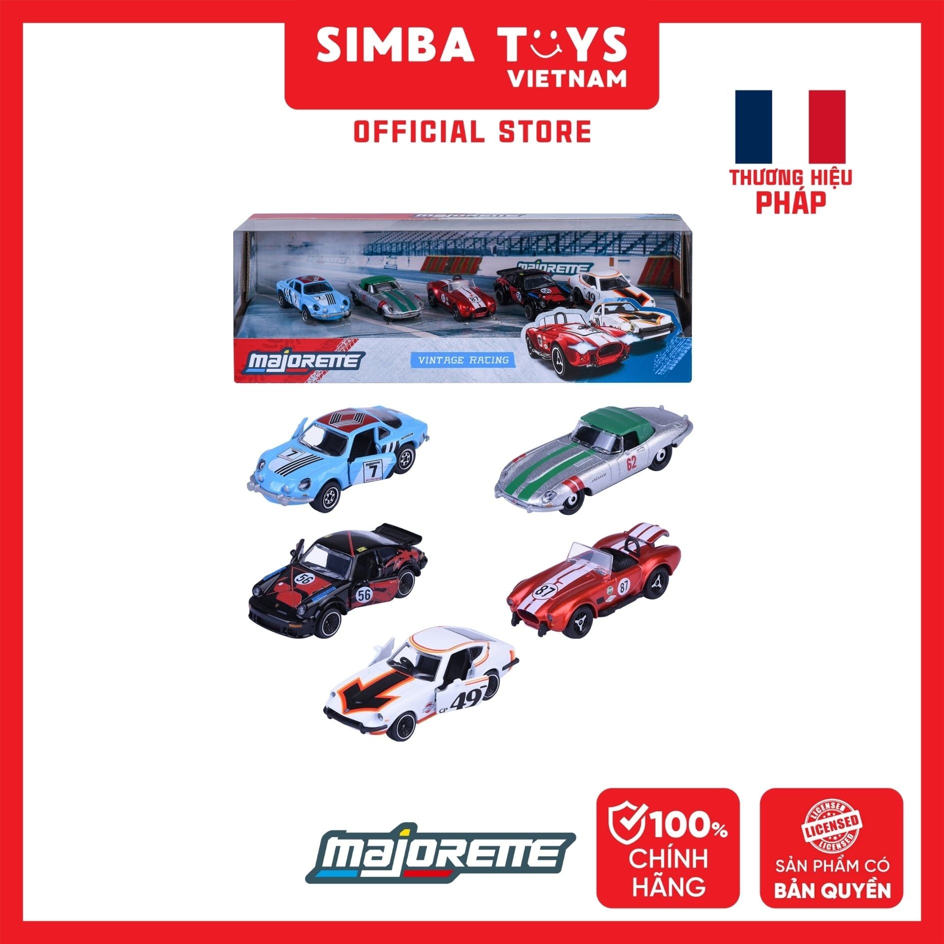  Bộ 5 Đồ Chơi Xe Mô Hình MAJORETTE Vintage Racing 5 Pieces Giftpack 8502005001 - Simba Toys Vietnam 